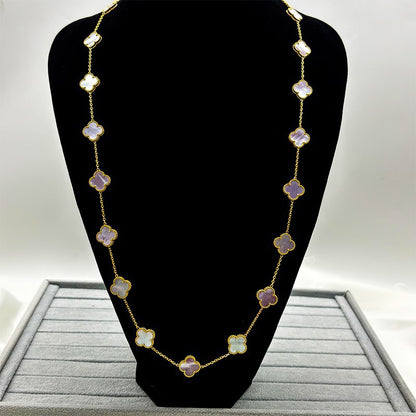 EMKOSUNG 18K Gold  Plated  20 Flowers Four Leaf Clover Necklaces for Women