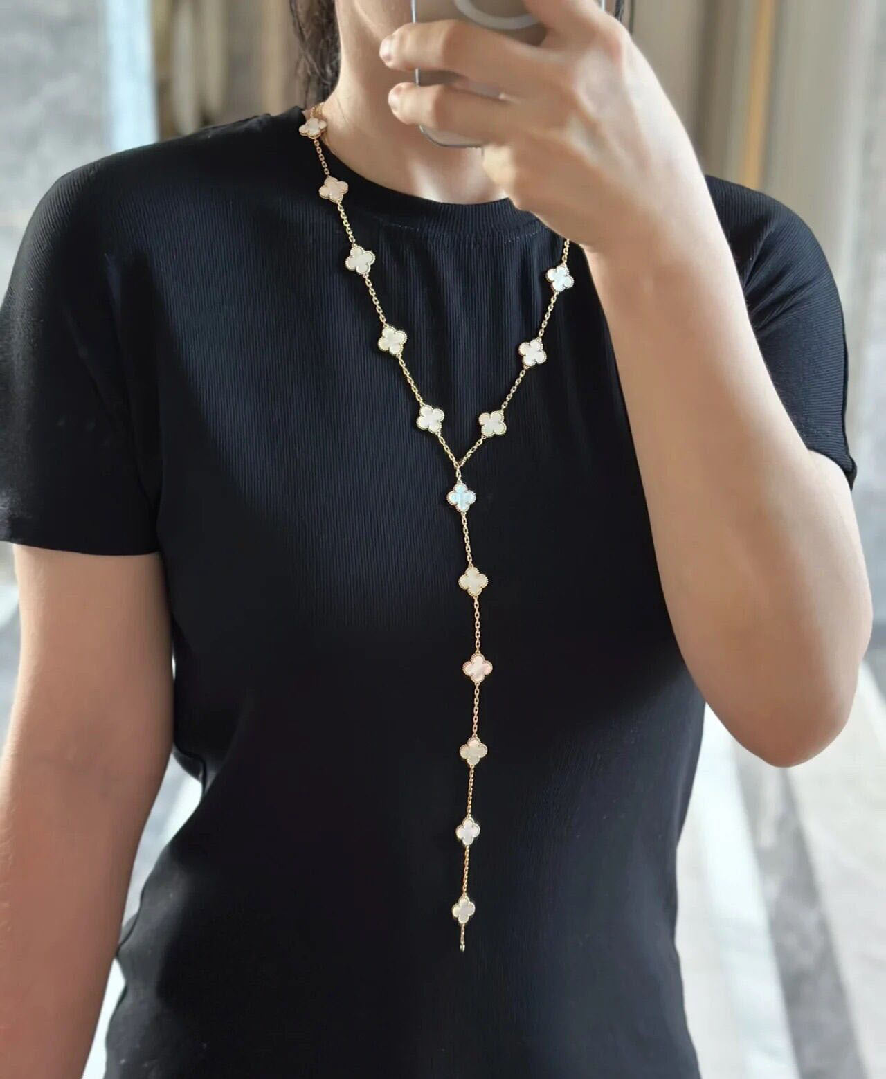 EMKOSUNG 18K Gold  Plated  20 Flowers Four Leaf Clover Necklaces for Women