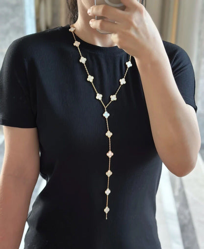 EMKOSUNG 18K Gold  Plated  20 Flowers Four Leaf Clover Necklaces for Women