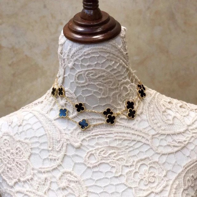 EMKOSUNG 18K Gold  Plated  20 Flowers Four Leaf Clover Necklaces for Women