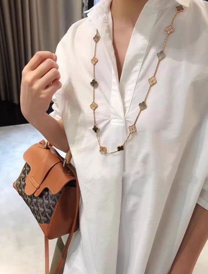 EMKOSUNG 18K Gold  Plated  20 Flowers Four Leaf Clover Necklaces for Women