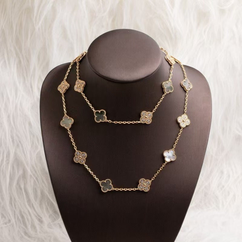 EMKOSUNG 18K Gold  Plated  20 Flowers Four Leaf Clover Necklaces for Women