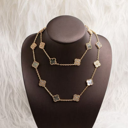 EMKOSUNG 18K Gold  Plated  20 Flowers Four Leaf Clover Necklaces for Women