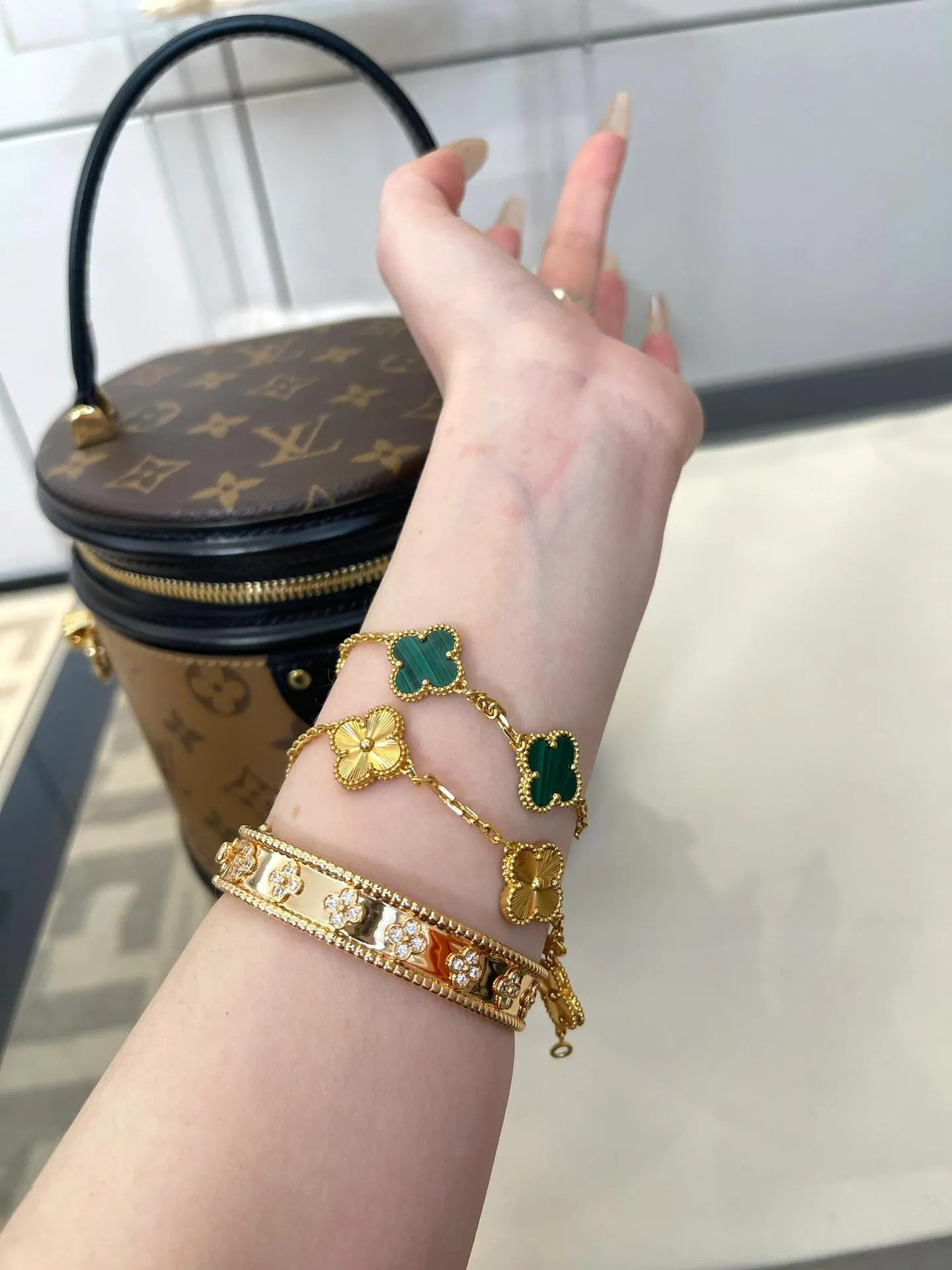 EMKOSUNG 18K Gold  Plated  Four Leaf Clover Bracelets for Women