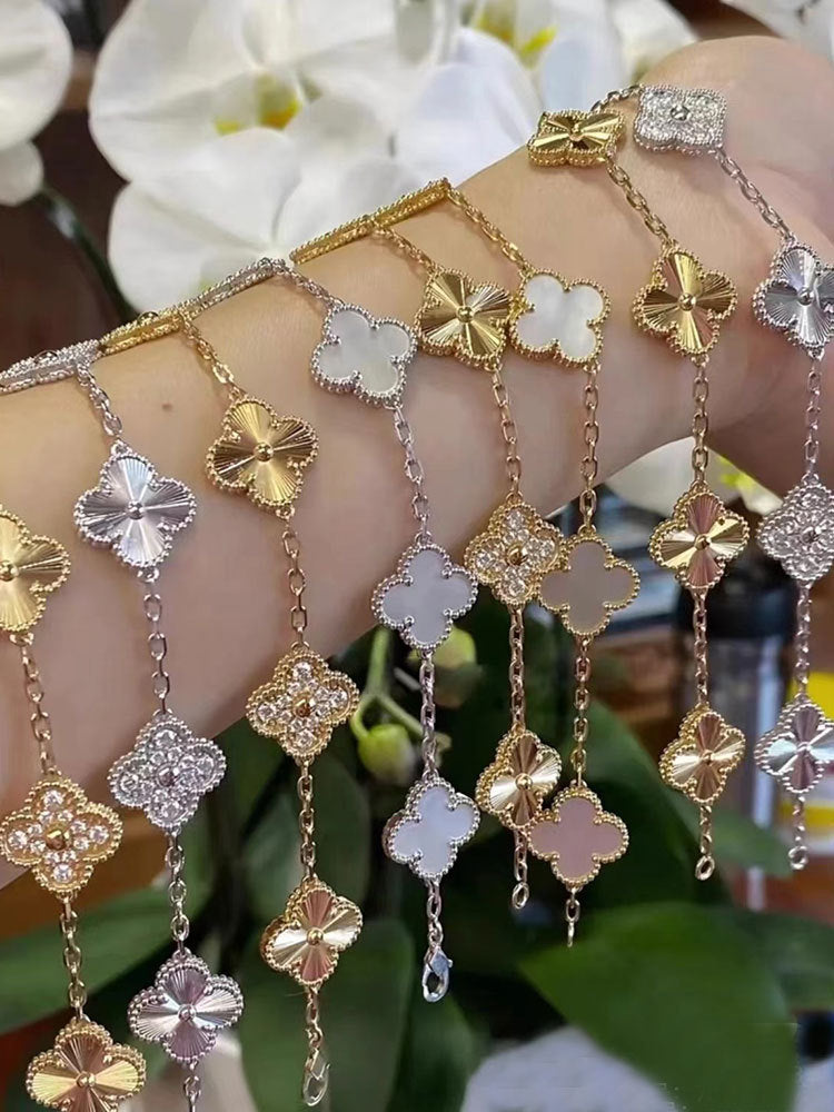 EMKOSUNG 18K Gold  Plated  Four Leaf Clover Bracelets for Women