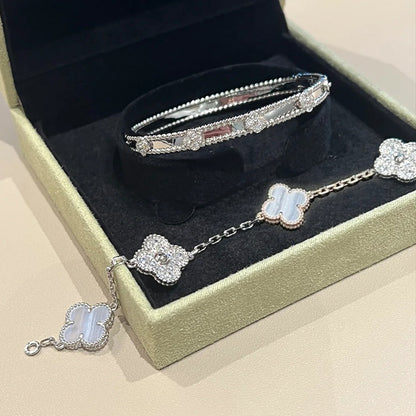 EMKOSUNG 18K Gold  Plated  Four Leaf Clover Bracelets for Women