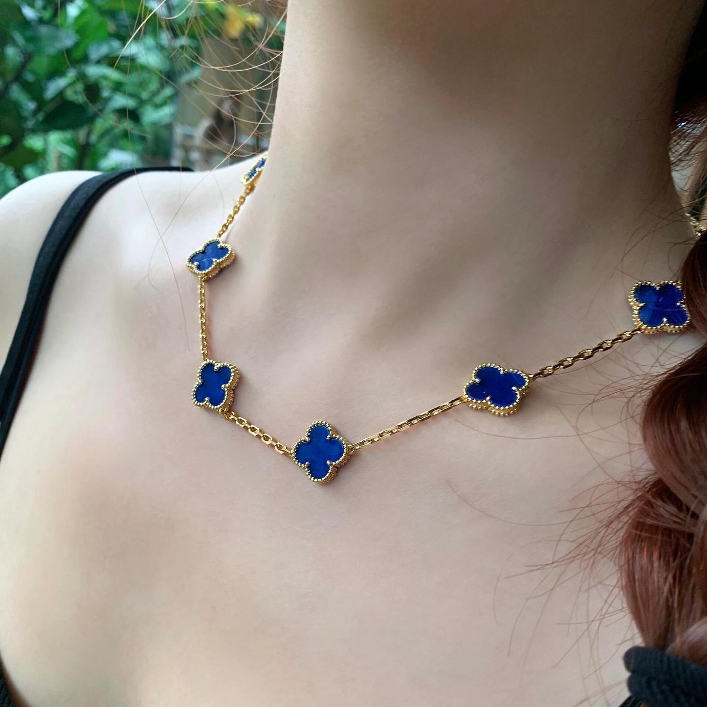 EMKOSUNG 18K Gold  Plated  10 Flowers Four Leaf Clover Necklaces for Women