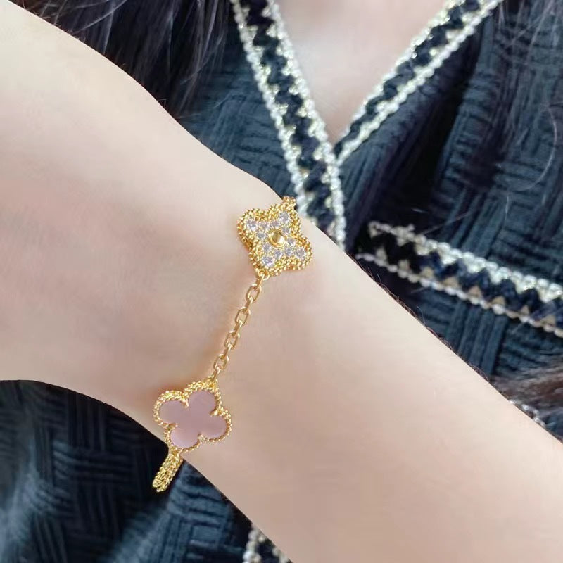EMKOSUNG 18K Gold  Plated  Four Leaf Clover Bracelets for Women