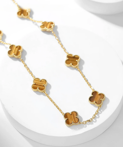 EMKOSUNG 18K Gold  Plated  10 Flowers Four Leaf Clover Necklaces for Women