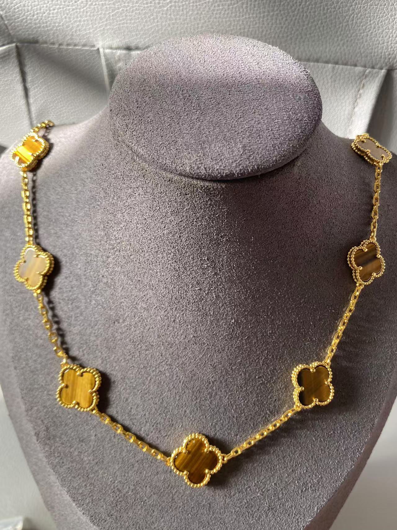 EMKOSUNG 18K Gold  Plated  10 Flowers Four Leaf Clover Necklaces for Women