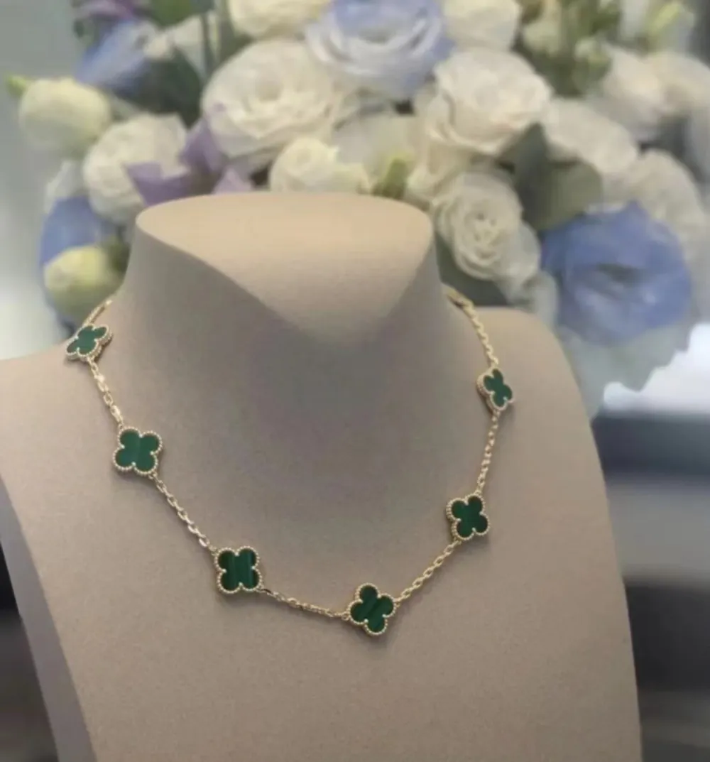 EMKOSUNG 18K Gold  Plated  10 Flowers Four Leaf Clover Necklaces for Women