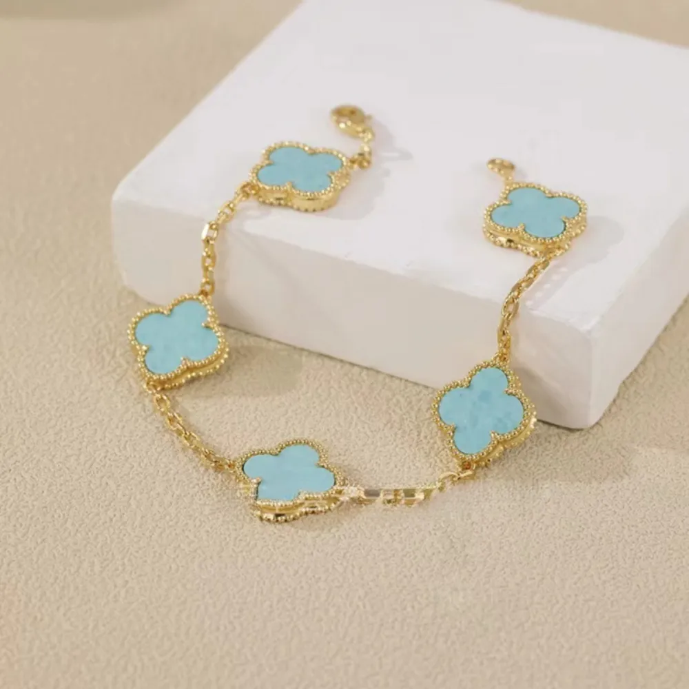 EMKOSUNG 18K Gold  Plated  Four Leaf Clover Bracelets for Women