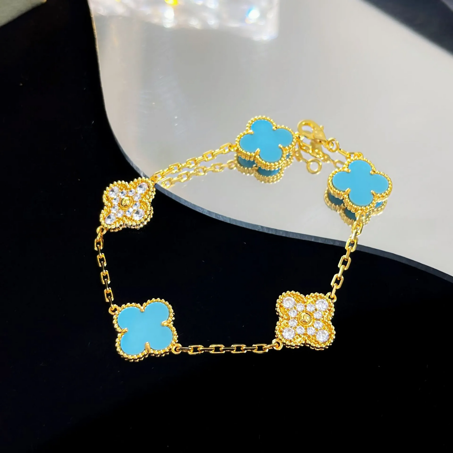 EMKOSUNG 18K Gold  Plated  Four Leaf Clover Bracelets for Women
