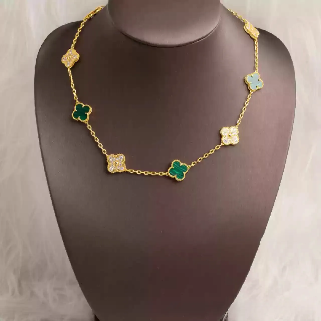 EMKOSUNG 18K Gold  Plated  10 Flowers Four Leaf Clover Necklaces for Women