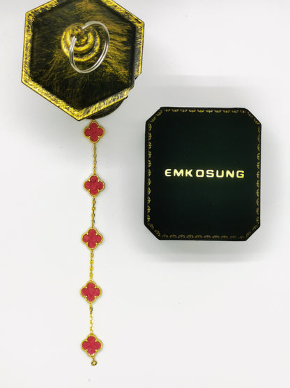 EMKOSUNG 18K Gold  Plated  Four Leaf Clover Bracelets for Women