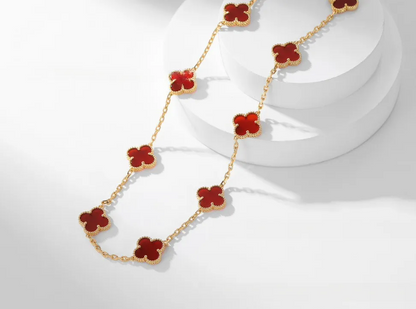 EMKOSUNG 18K Gold  Plated  10 Flowers Four Leaf Clover Necklaces for Women