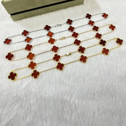 EMKOSUNG 18K Gold  Plated  10 Flowers Four Leaf Clover Necklaces for Women