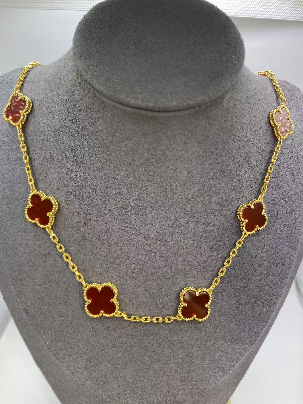 EMKOSUNG 18K Gold  Plated  10 Flowers Four Leaf Clover Necklaces for Women