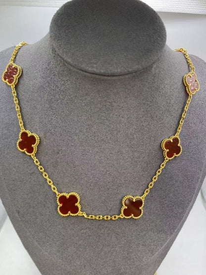 EMKOSUNG 18K Gold  Plated  10 Flowers Four Leaf Clover Necklaces for Women