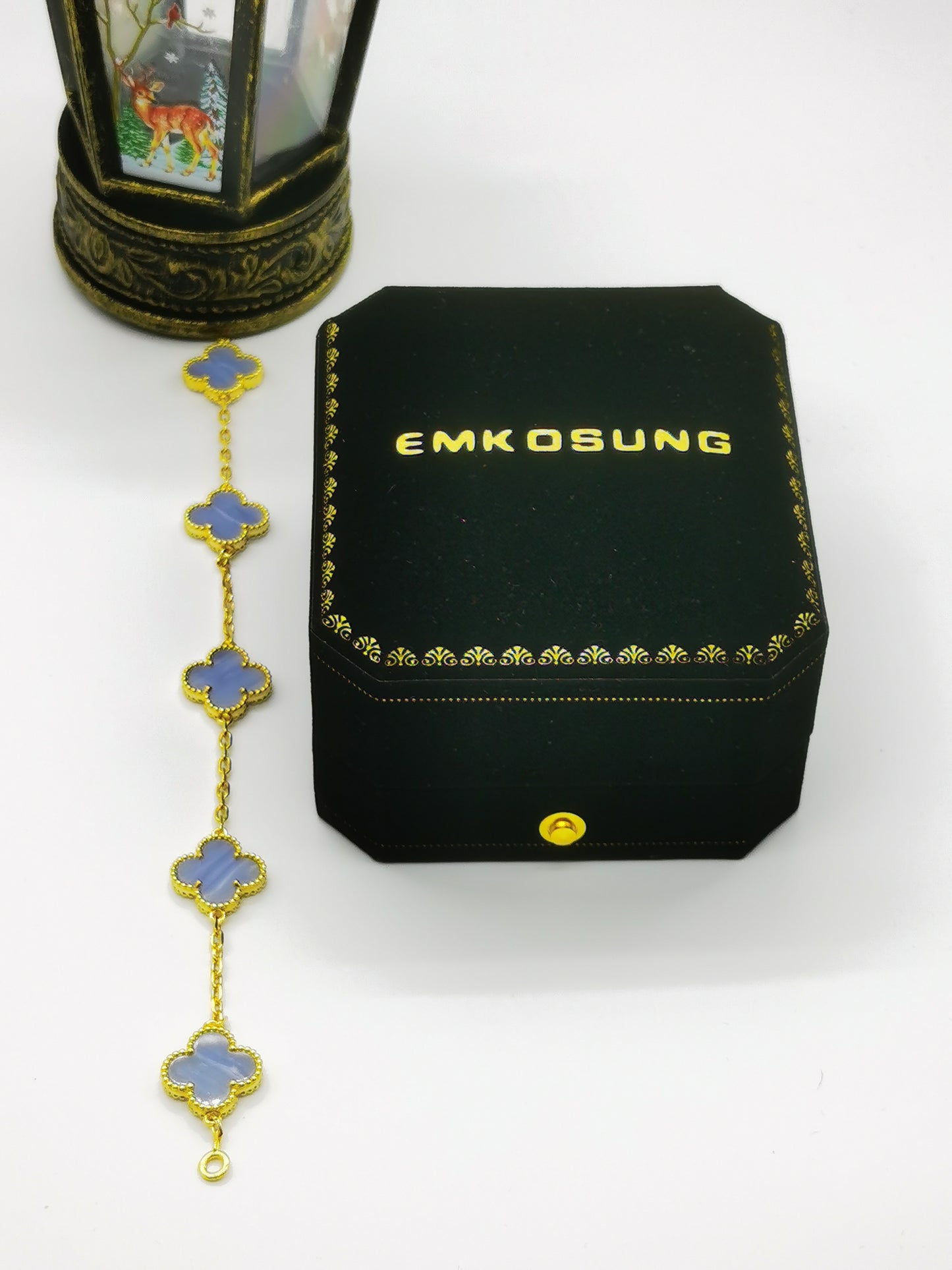 EMKOSUNG 18K Gold  Plated  Four Leaf Clover Bracelets for Women