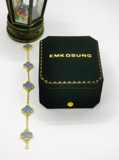 EMKOSUNG 18K Gold  Plated  Four Leaf Clover Bracelets for Women