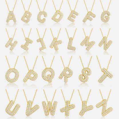 EMKOSUNG 18K Gold  Plated  Light Luxury  Moissanite Initial Letter  Necklaces for Women