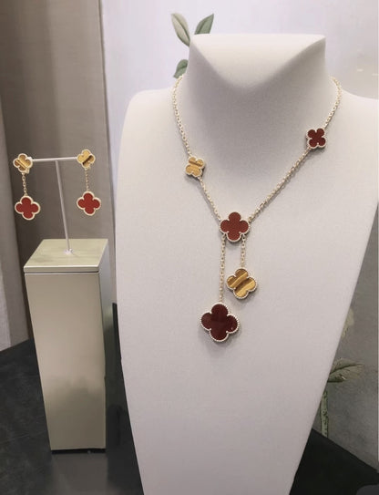 EMKOSUNG 18K Gold  Plated  6 Flowers Four Leaf Clover Necklaces for Women