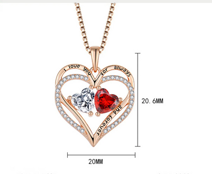 EMKOSUNG 18K Gold Plated Light Luxury Double Heart 12 Birthstone  Necklaces for Women