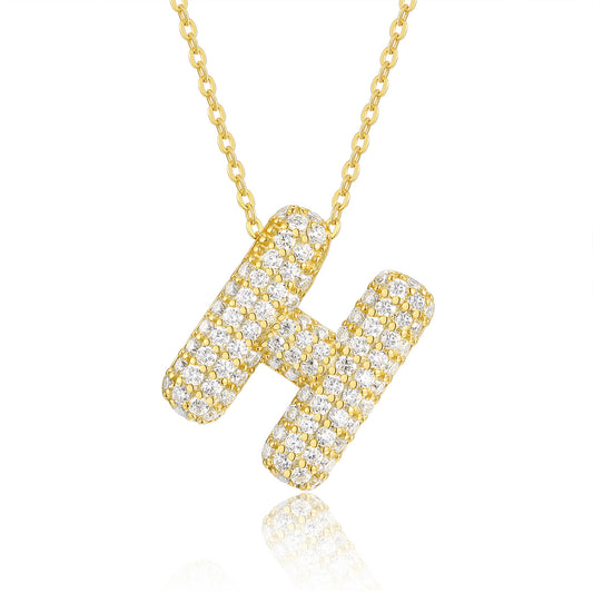 EMKOSUNG 18K Gold  Plated  Light Luxury  Moissanite Initial Letter  Necklaces for Women