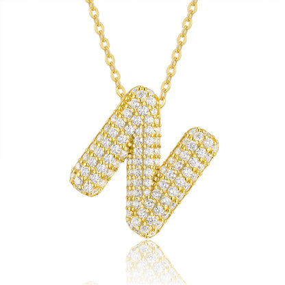 EMKOSUNG 18K Gold  Plated  Light Luxury  Moissanite Initial Letter  Necklaces for Women