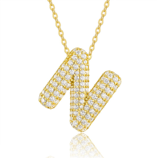 EMKOSUNG 18K Gold  Plated  Light Luxury  Moissanite Initial Letter  Necklaces for Women