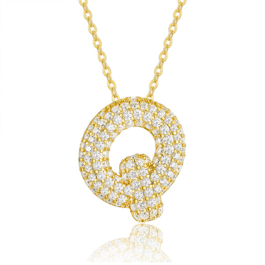 EMKOSUNG 18K Gold  Plated  Light Luxury  Moissanite Initial Letter  Necklaces for Women