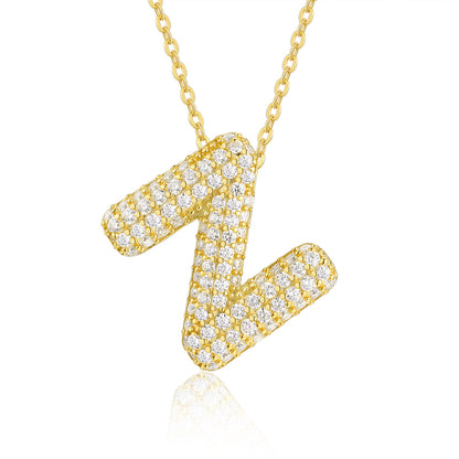 EMKOSUNG 18K Gold  Plated  Light Luxury  Moissanite Initial Letter  Necklaces for Women