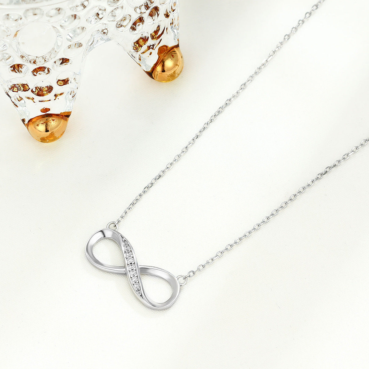 EMKOSUNG 18K Gold Plated Light Luxury Fashion Lucky 8 Necklaces for Women