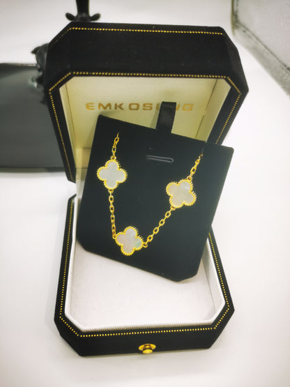 EMKOSUNG 18K Gold  Plated  Four Leaf Clover Bracelets for Women