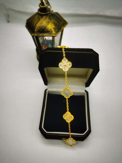 EMKOSUNG 18K Gold  Plated  Four Leaf Clover Bracelets for Women