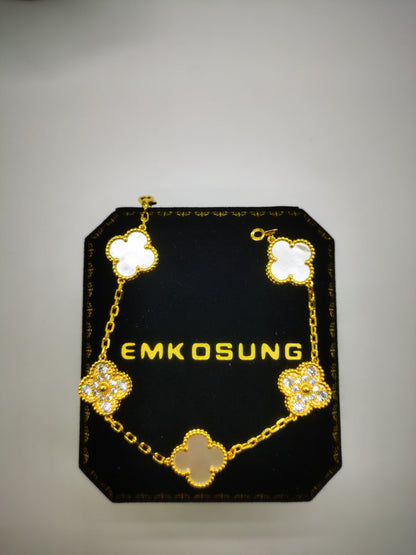 EMKOSUNG 18K Gold  Plated  Four Leaf Clover Bracelets for Women
