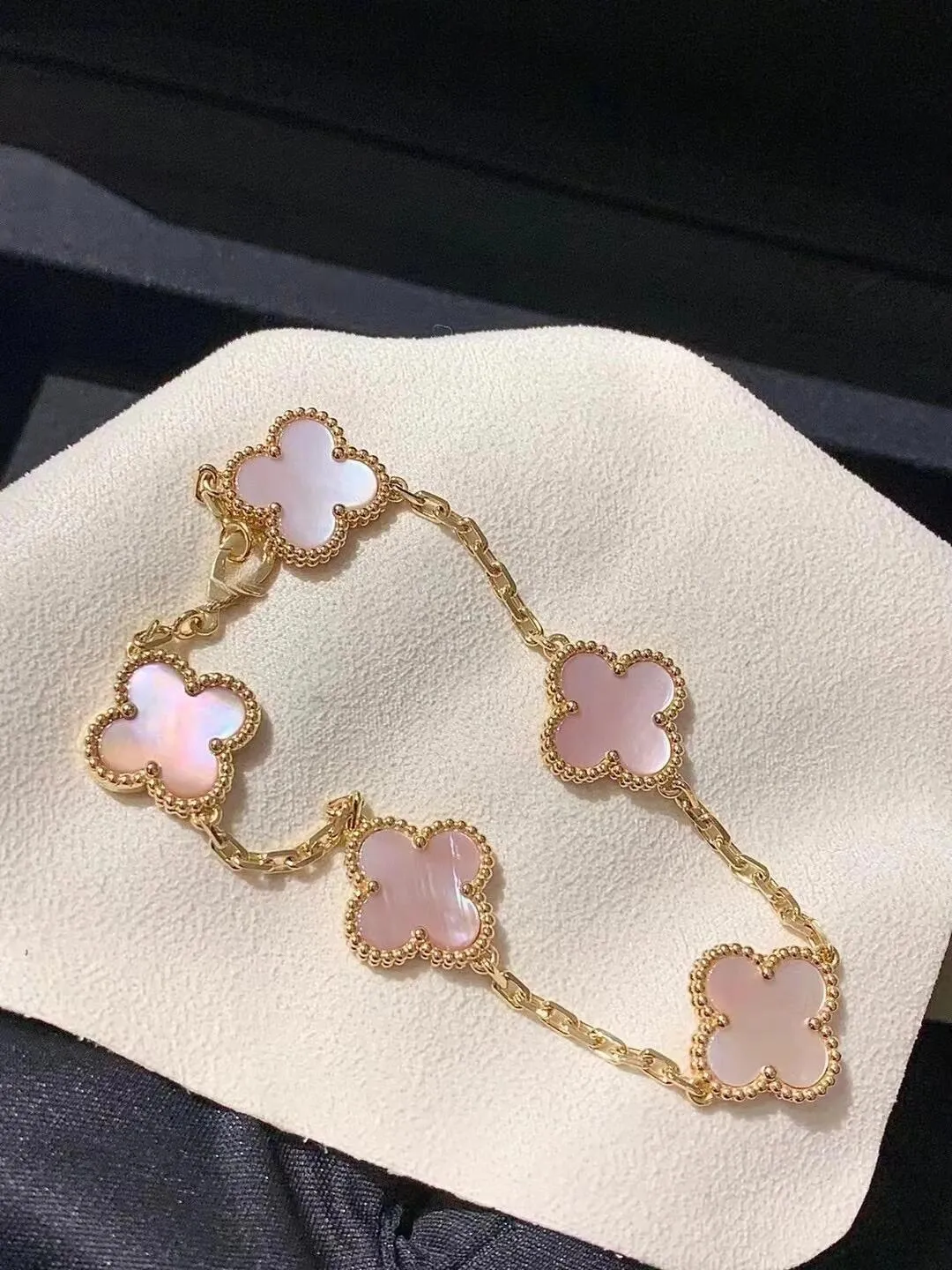 EMKOSUNG 18K Gold  Plated  Four Leaf Clover Bracelets for Women