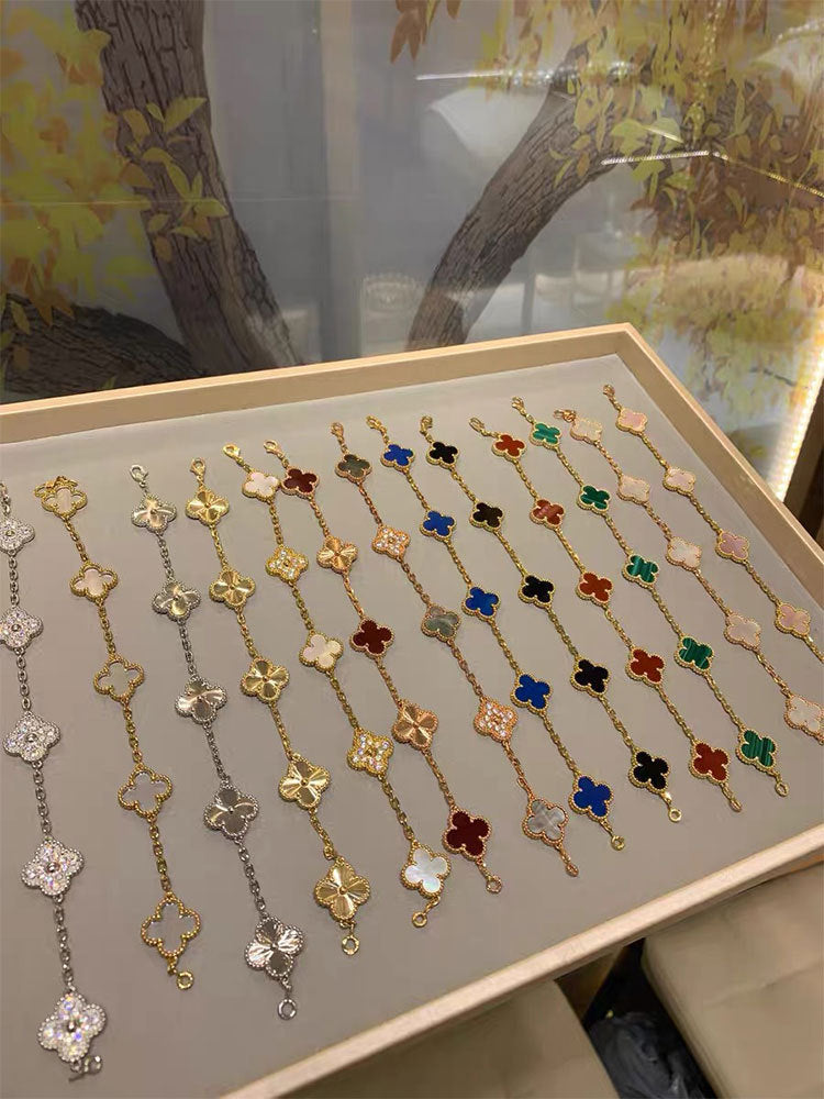 EMKOSUNG 18K Gold  Plated  Four Leaf Clover Bracelets for Women