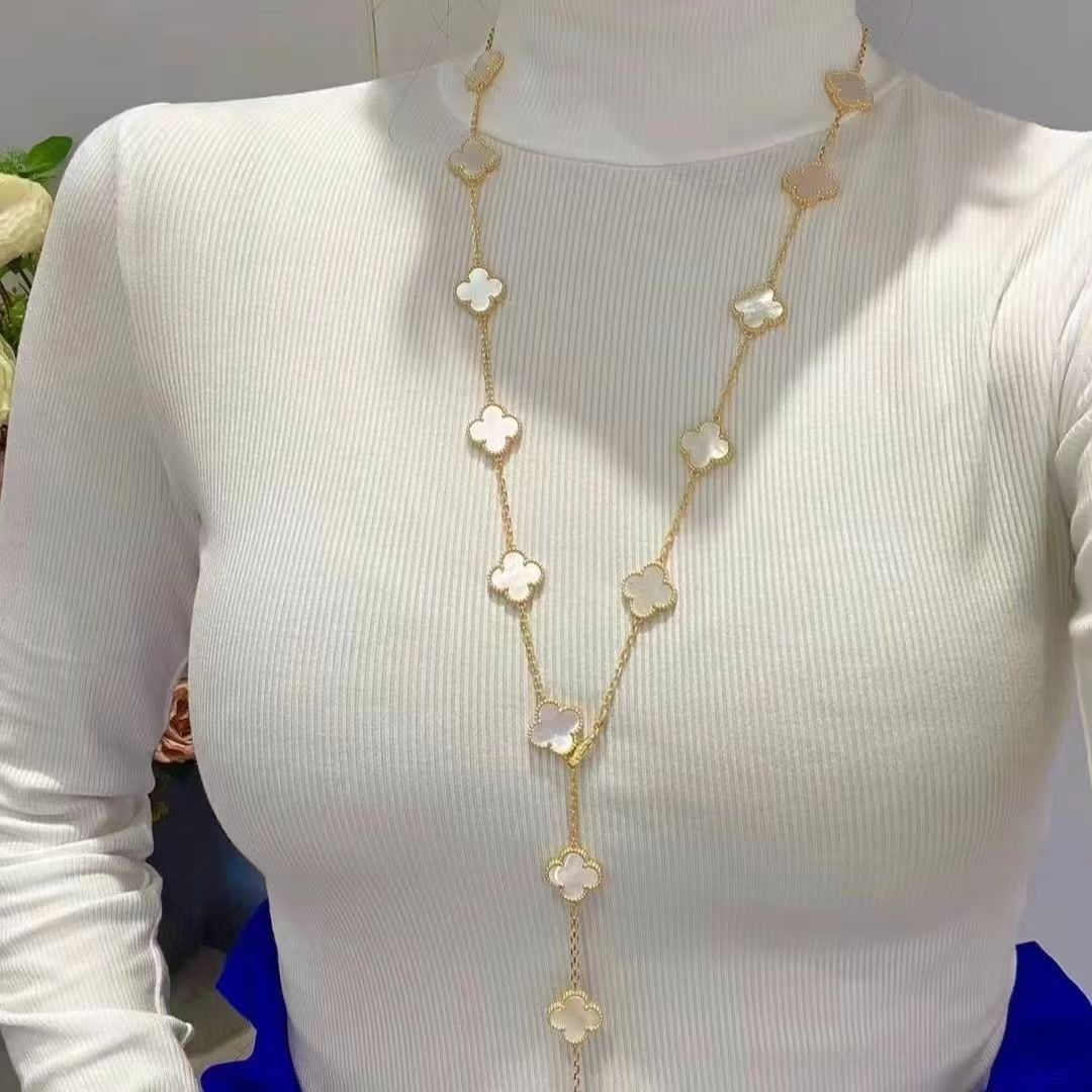 EMKOSUNG 18K Gold  Plated  20 Flowers Four Leaf Clover Necklaces for Women