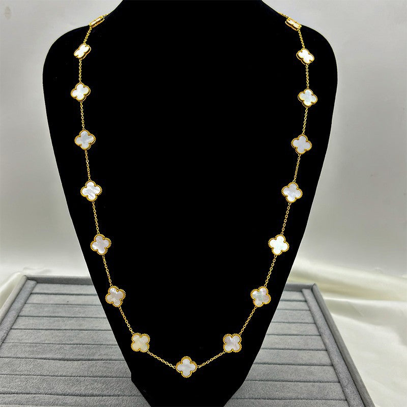 EMKOSUNG 18K Gold  Plated  20 Flowers Four Leaf Clover Necklaces for Women