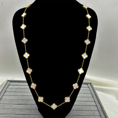 EMKOSUNG 18K Gold  Plated  20 Flowers Four Leaf Clover Necklaces for Women