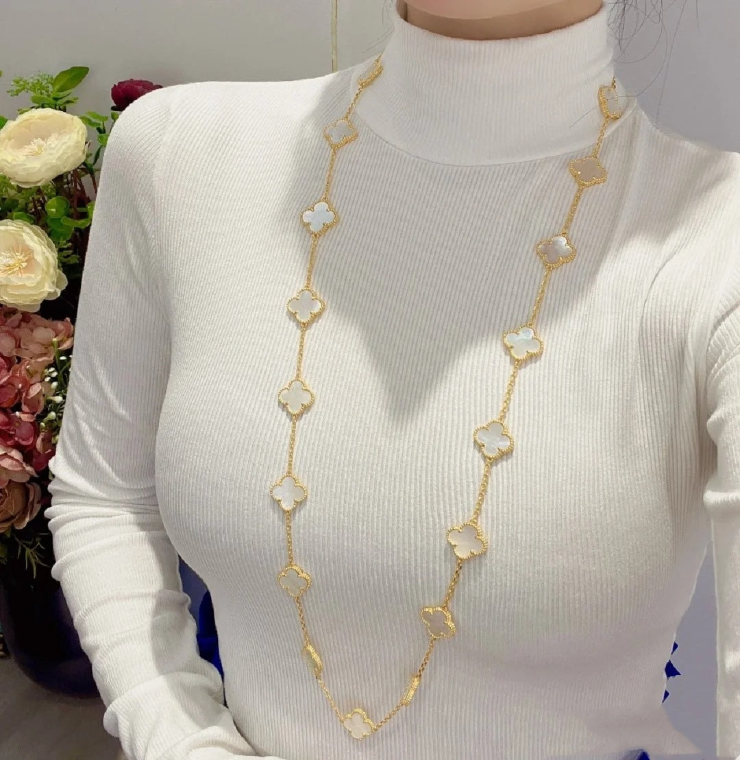 EMKOSUNG 18K Gold  Plated  20 Flowers Four Leaf Clover Necklaces for Women