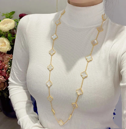 EMKOSUNG 18K Gold  Plated  20 Flowers Four Leaf Clover Necklaces for Women