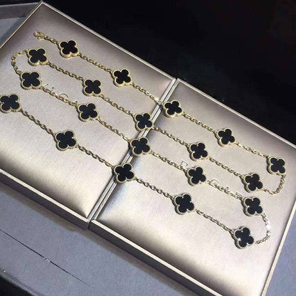 EMKOSUNG 18K Gold  Plated  20 Flowers Four Leaf Clover Necklaces for Women