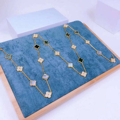 EMKOSUNG 18K Gold  Plated  20 Flowers Four Leaf Clover Necklaces for Women