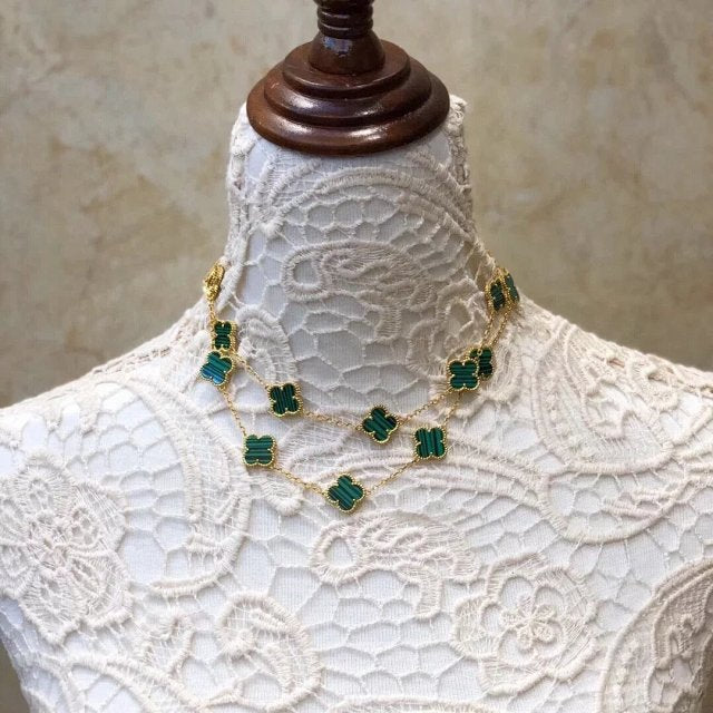 EMKOSUNG 18K Gold  Plated  20 Flowers Four Leaf Clover Necklaces for Women