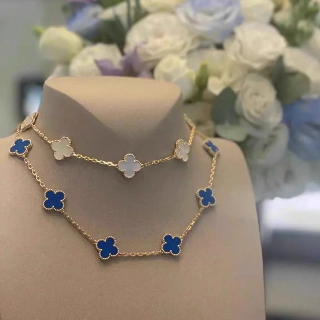 EMKOSUNG 18K Gold  Plated  20 Flowers Four Leaf Clover Necklaces for Women