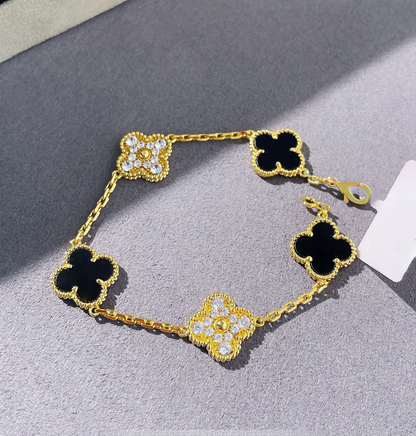 EMKOSUNG 18K Gold  Plated  Four Leaf Clover Bracelets for Women