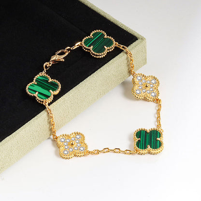 EMKOSUNG 18K Gold  Plated  Four Leaf Clover Bracelets for Women